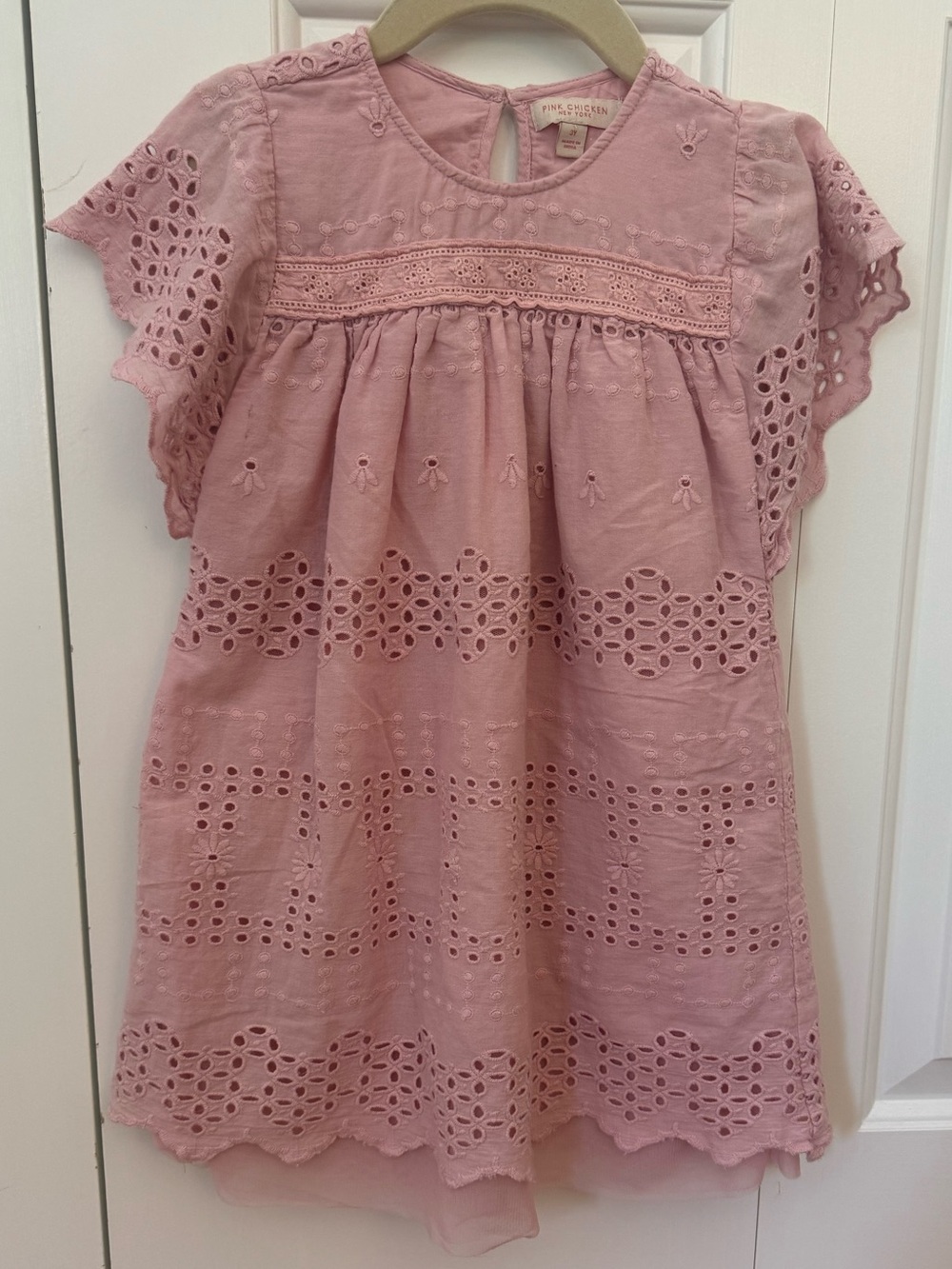 Pink Chicken Blush Eyelet Lace Dress